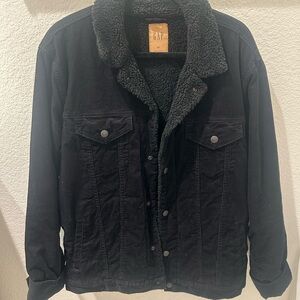GAP Men's Dark Jacket with Sherpa Collar